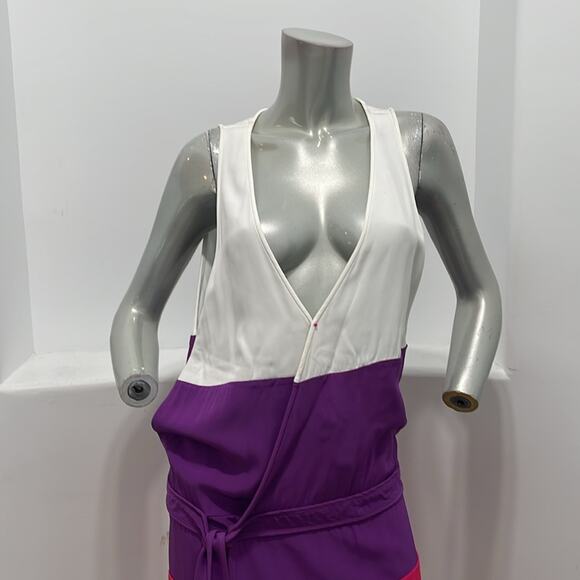 DSQUARED2 Women Color Block Tunic Dress White Purple - Picture 8 of 13